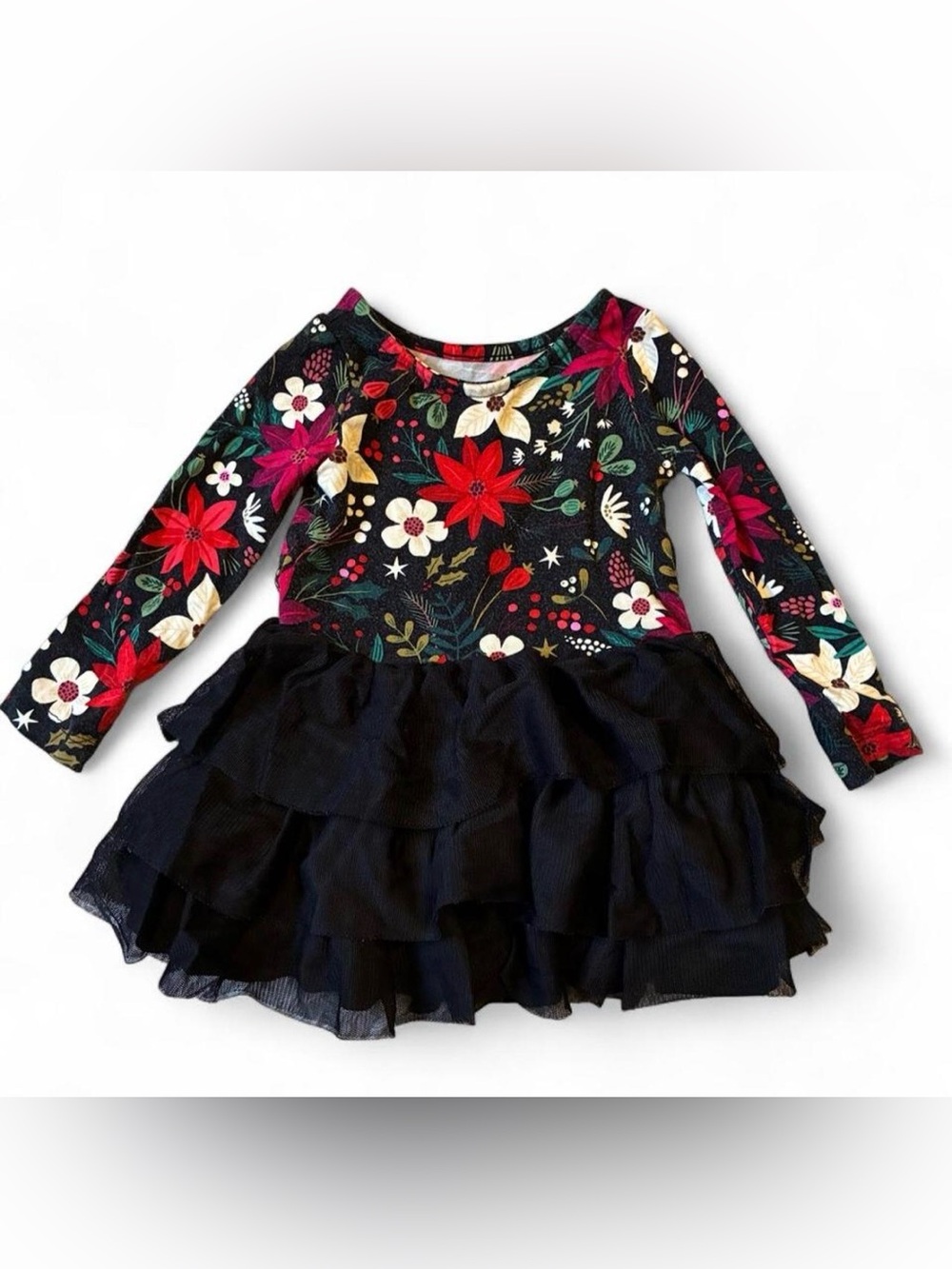 Little Sleepies Berry Merry Tiered Tutu Dress 3-6 months